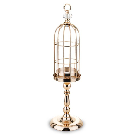 Świecznik na tealight Złota klatka metalowa 