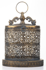 Lampion Antyczny Złoty Metal 34x22x14 cm