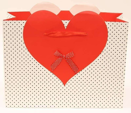 Torebka papierowa Serce uchwyt Elegancka idealna na Prezent  34cm x 41cm x 13cm