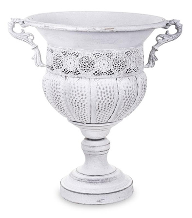 Antyczna Osłonka Amfora Szara Metalowa 34x32x26,5