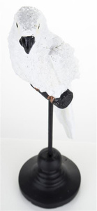 Figurka Papuga na stojaku kolor biały wys.25.5cm
