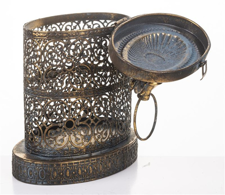 Lampion Antyczny Złoty Metal 34x22x14 cm