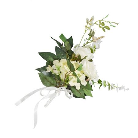 Biała Kompozycja Kwiatowa dekoracja z różą na ślub i wesele 46 cm