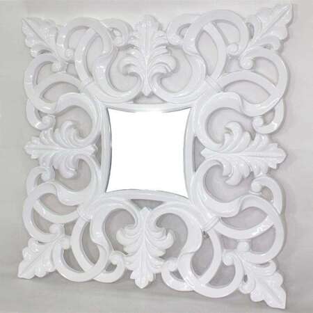 Kwadratowa Stylowa Rama Lustro biały 101 x 101 cm