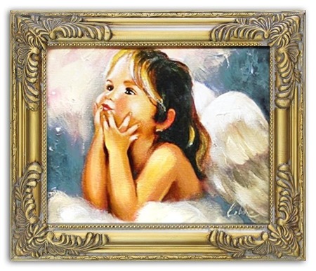 Obraz "Anioły" ręcznie malowany 27x32cm