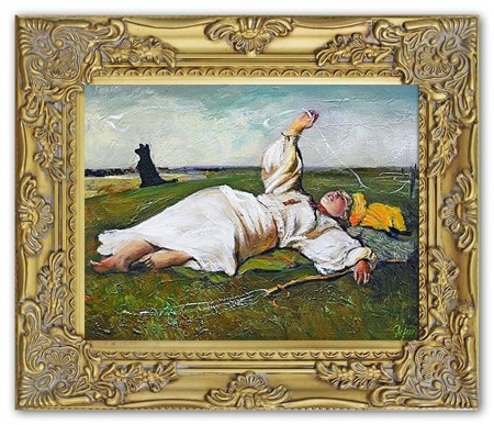 Obraz - Józef Chełmoński - olejny, ręcznie malowany 27x32cm