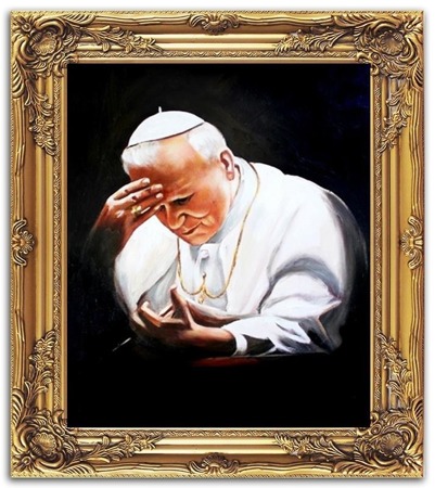 Obraz "Papież Jan Paweł II" ręcznie malowany 54x63cm