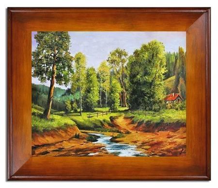 Obraz "Pejzaz tradycyjny" ręcznie malowany 61x71cm