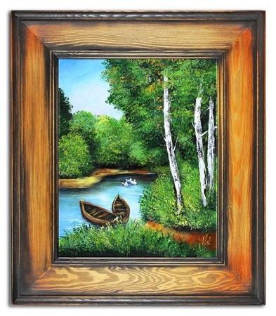 Obraz "Pejzaz tradycyjny" ręcznie malowany 61x71cm