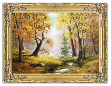 Obraz "Pejzaz tradycyjny" ręcznie malowany 63x84cm