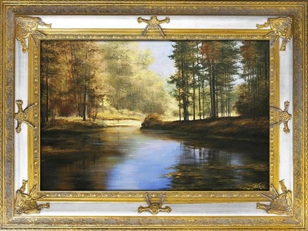 Obraz "Pejzaz tradycyjny" ręcznie malowany 90x120cm