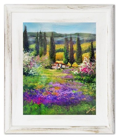 Obraz "Pola lawendowe" ręcznie malowany 30x35cm