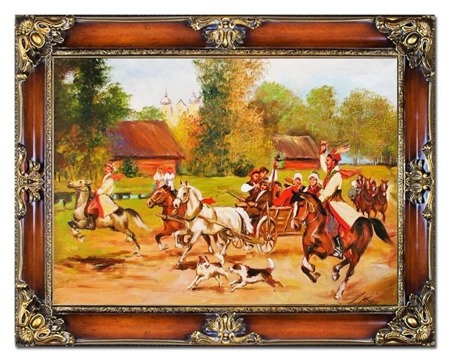 Obraz "Polowania" ręcznie malowany 75x95cm