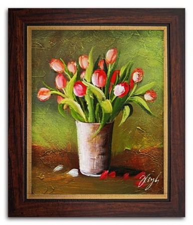 Obraz "Tulipany" ręcznie malowany 27x32cm