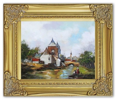 Obraz "Zamki i Palace" ręcznie malowany 27x32cm