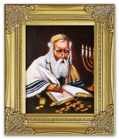 Obraz "Żyd na szczęście" ręcznie malowany 27x32cm