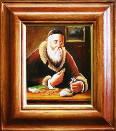 Obraz "Żyd na szczęście" ręcznie malowany 43x48cm