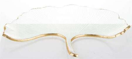 Patera szklana przeźroczysta z złotą obwódką H:2cm