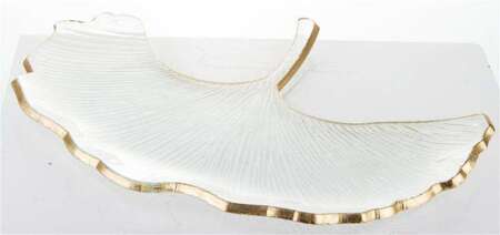 Patera szklana przeźroczysta z złotą obwódką H:2cm