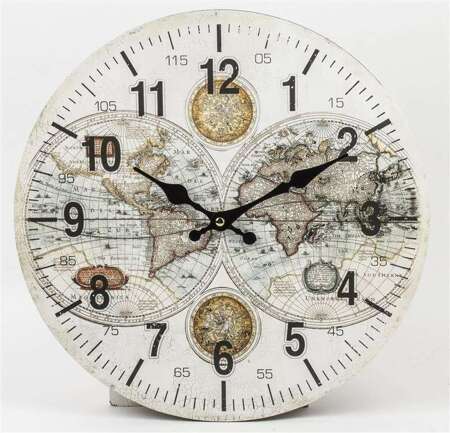 Zegar Arabski Świat Biały 34x34cm