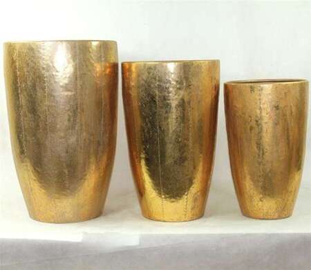 Zestaw wazonów metalowych, Złote, h:62/54,5/46,5cm