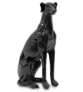 Figurka Czarny Siedzący Pies Chart 40x24cm
