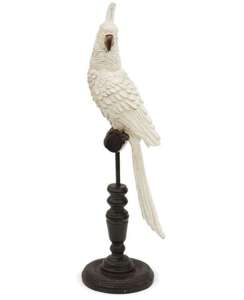 Figurka Papuga ozdoba biała brązowa 35,5x10cm