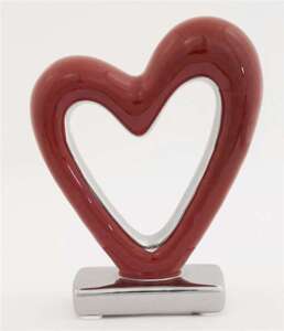 Figurka Serce kolor srebrny ceramika wys.13,5cm