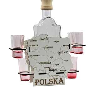 Karafka Mapa Polski Podróżnik  z 6 kieliszkami 