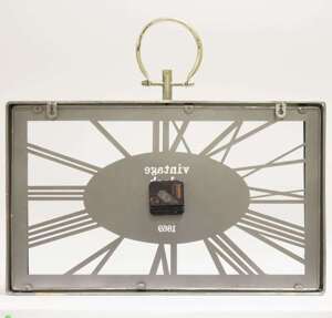 Srebrny Zegar Prostokątny z Metalu, 45x51,5x4,5cm